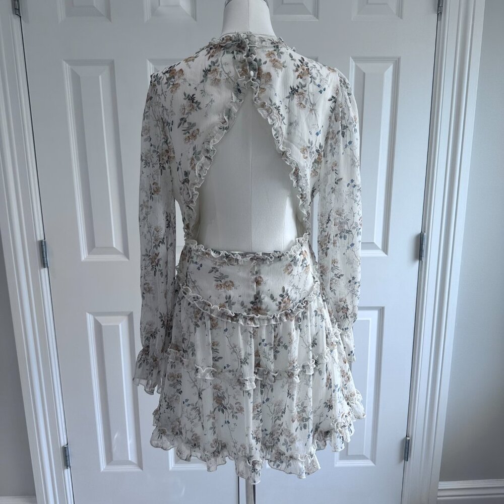 Aladore, Coquette Girl, Floral, Raffles Fit & Flare Open Back Mini Dress, Size M